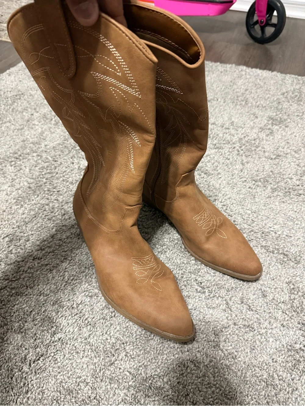 No Boundaries Tan Western Lace-Up Heeled Boots - Picture 4 of 5